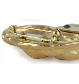 Dachshund Wire-haired, Wiener dog, Badger dog - brooch with a clip, gold-plated holder for a start number, a gift for a dog show by Art-Dog brand.