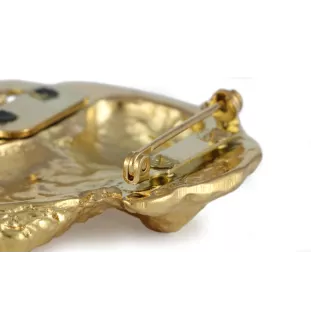 Dachshund Wire-haired, Wiener dog, Badger dog - brooch with a clip, gold-plated holder for a start number, a gift for a dog show by Art-Dog brand.