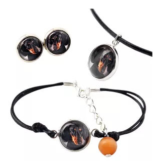 Dachshund Kurzhaar, Dackel, Teckel I - Schmuckset in einer Schachtel, Halskette, Ohrringe, Armband, Produkte der Marke Art-Dog