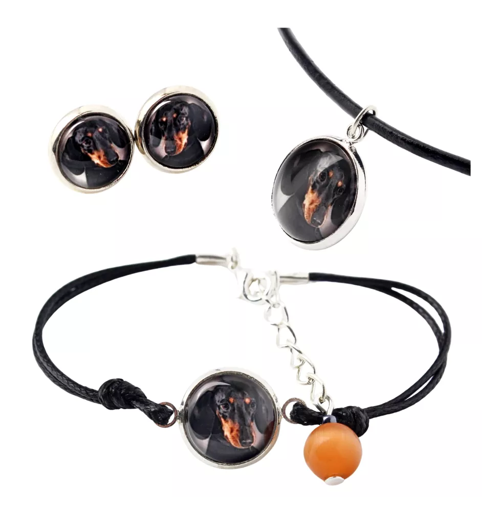 Dachshund Kurzhaar, Dackel, Teckel I - Schmuckset in einer Schachtel, Halskette, Ohrringe, Armband, Produkte der Marke Art-Dog