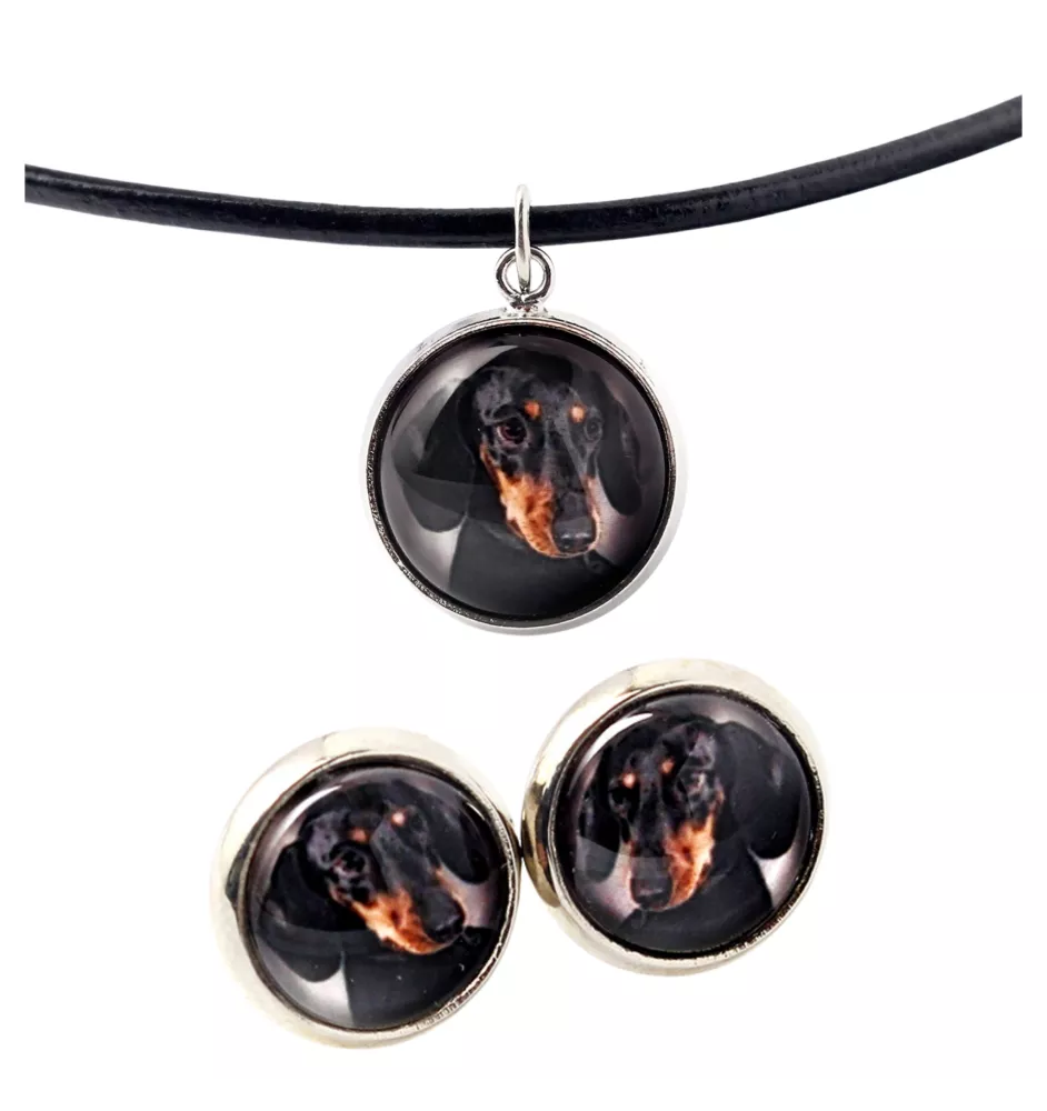 Dachshund Kurzhaar, Dackel, Teckel I - Schmuck mit Ihrem Foto-Box, Halskette und Ohrringe-Set, personalisierte Produkte der Marke Art-Dog.