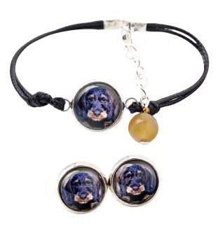 Jamnik szorstkowłosy bransoletka i kolczyki ze zdjęciem Art-Dog