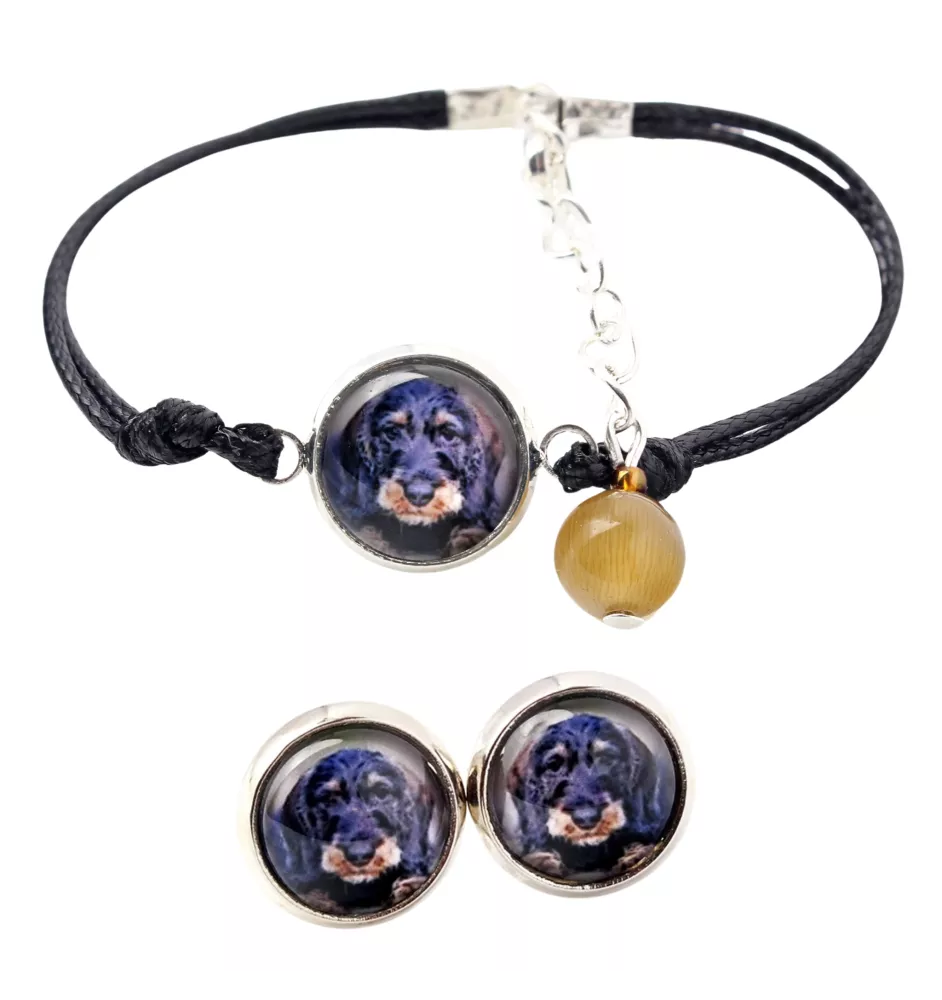 Jamnik szorstkowłosy bransoletka i kolczyki ze zdjęciem Art-Dog