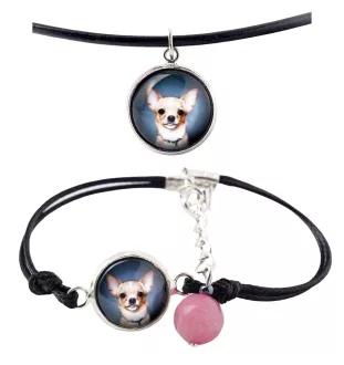 Teckel à poil ras, Chien-saucisse - ensemble de bijoux avec votre photo, ensemble fait à la main, bracelet et collier de la marque Art.-Dog