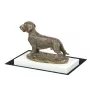 Dachshund Rauhhaar, Dackel, Teckel - Hundestatue, Figur auf weißem Sockel, Trophäe für die Art-Dog-Hundeaustellung.