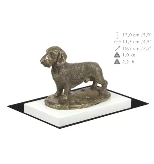Jamnik szorstkowłosy statuetka na białym drewnie Art-Dog