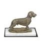 Dachshund Wire-haired, Wiener dog, Badger dog - dog figurine, statue on white marble, trophy for Art-Dog dog show exhibition