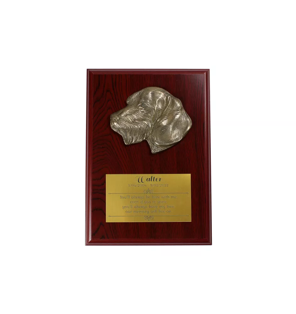 Jamnik szorstkowłosy plakietki z zimnego brązu na drewnie Art-Dog