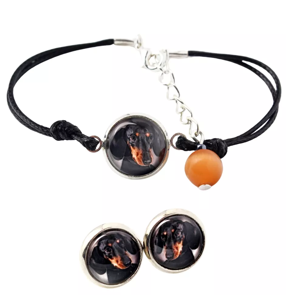Dachshund Smooth-haired, Wiener dog, Badger dog I - a set of jewelry with your photo, a woman's ornament, handmade item, a product made with passion for creating the Art-Dog brand.