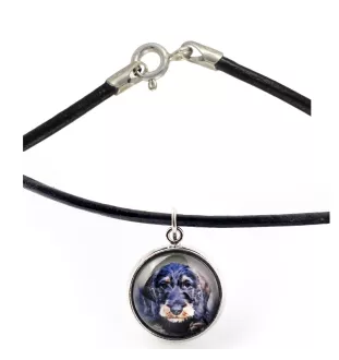 Jamnik szorstkowłosy naszyjnik w pudełku ze zdjęciem Art-Dog