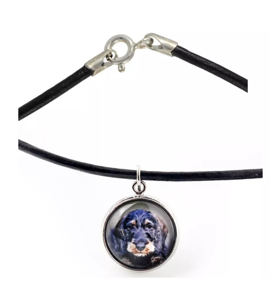 Jamnik szorstkowłosy naszyjnik w pudełku ze zdjęciem Art-Dog