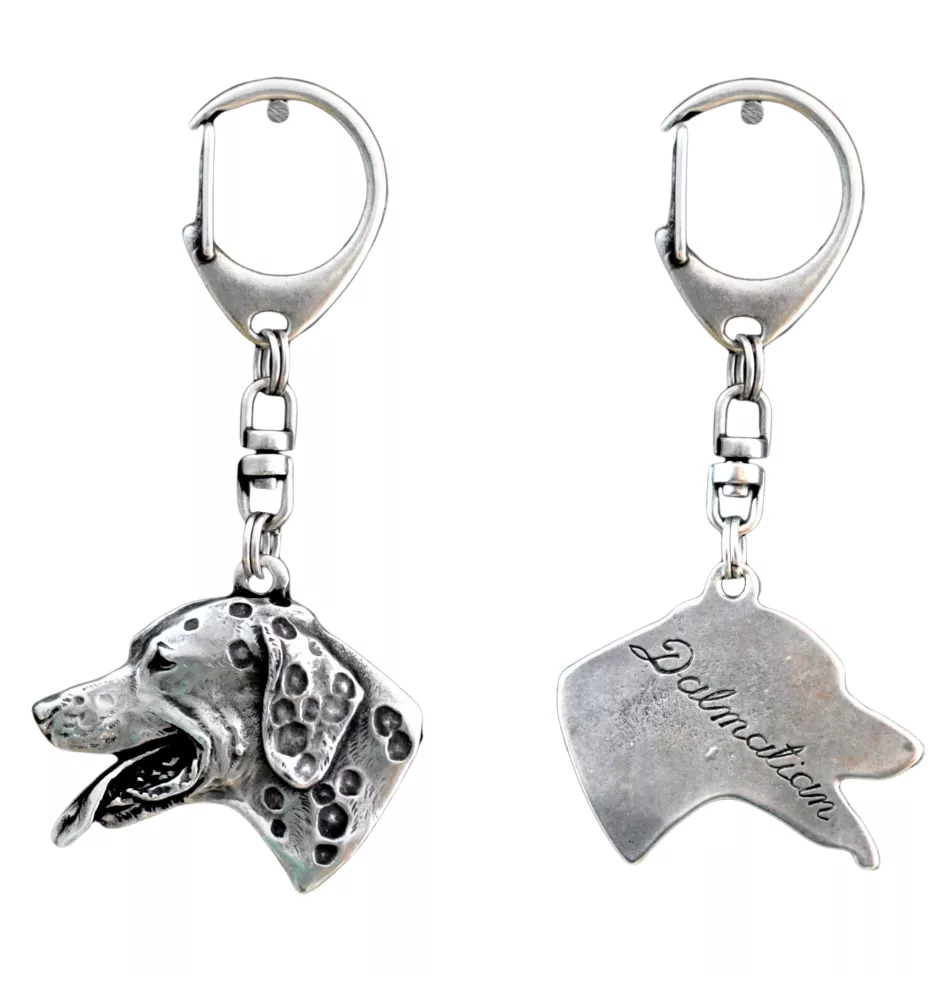Dalmatian, Carriage Dog, Spotted Coach Dog - Silver-plated key ring with a dog in a gift box, handbag decoration, backpack pendant by Art-Dog brand