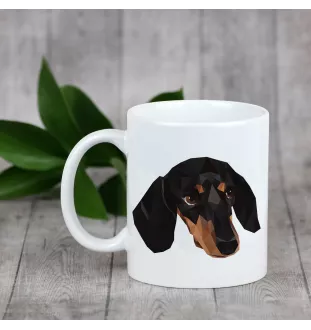 Dachshund Kurzhaar, Dackel, Teckel - Becher mit einem Bild und dem Schriftzug geometrischer Hund Art-Dog