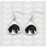 Dachshund Smooth-haired, Wiener dog, Badger dog - earrings with a picture and the inscription geometric dog Art-Dog