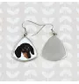 Dachshund Smooth-haired, Wiener dog, Badger dog - earrings with a picture and the inscription geometric dog Art-Dog