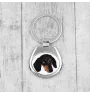 Dachshund Smooth-haired, Wiener dog, Badger dog - geometric keychain with a photo and the inscription Art-Dog