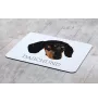 Dachshund Kurzhaar, Dackel, Teckel - geometrisches Mauspad mit Bild und Aufschrift von Art-Dog