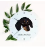 Dachshund Smooth-haired, Wiener dog, Badger dog - geometric wall clock with a picture and the brand name Art-Dog