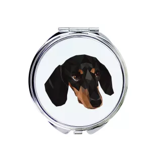 Teckel à poil ras, Chien-saucisse - miroir avec une image et un motif géométrique de la marque Art-Dog