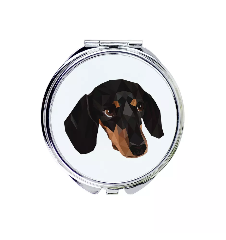 Dachshund Smooth-haired, Wiener dog, Badger dog - mirror with a geometric design and the brand name Art-Dog
