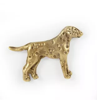 Dalmatien I - Broche de chien dans une boîte décorative, épingle élégante en plaqué or, épingle de veste de la marque Art-Dog