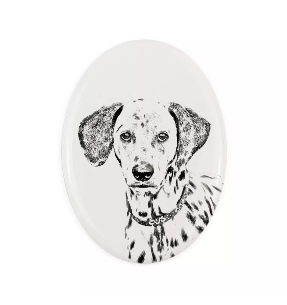 Dalmatiner, Dalmatinac - Gedenktafel mit einem Foto eines Hundes, Grabplatte mit Druck, personalisierte ovale Platte der Marke Art-Dog