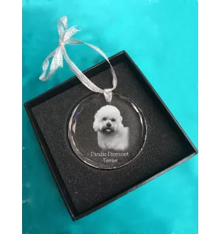 Dandie Dinmont Terrier - Kristallkugel mit Foto, Hundebild im Kristall, personalisierter Christbaumschmuck von Art-Dog.