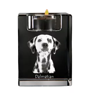 Dalmatien - Bougeoir avec photo de chien, porte bougie en cristal, cadeau personnalisé par la marque Art-Dog