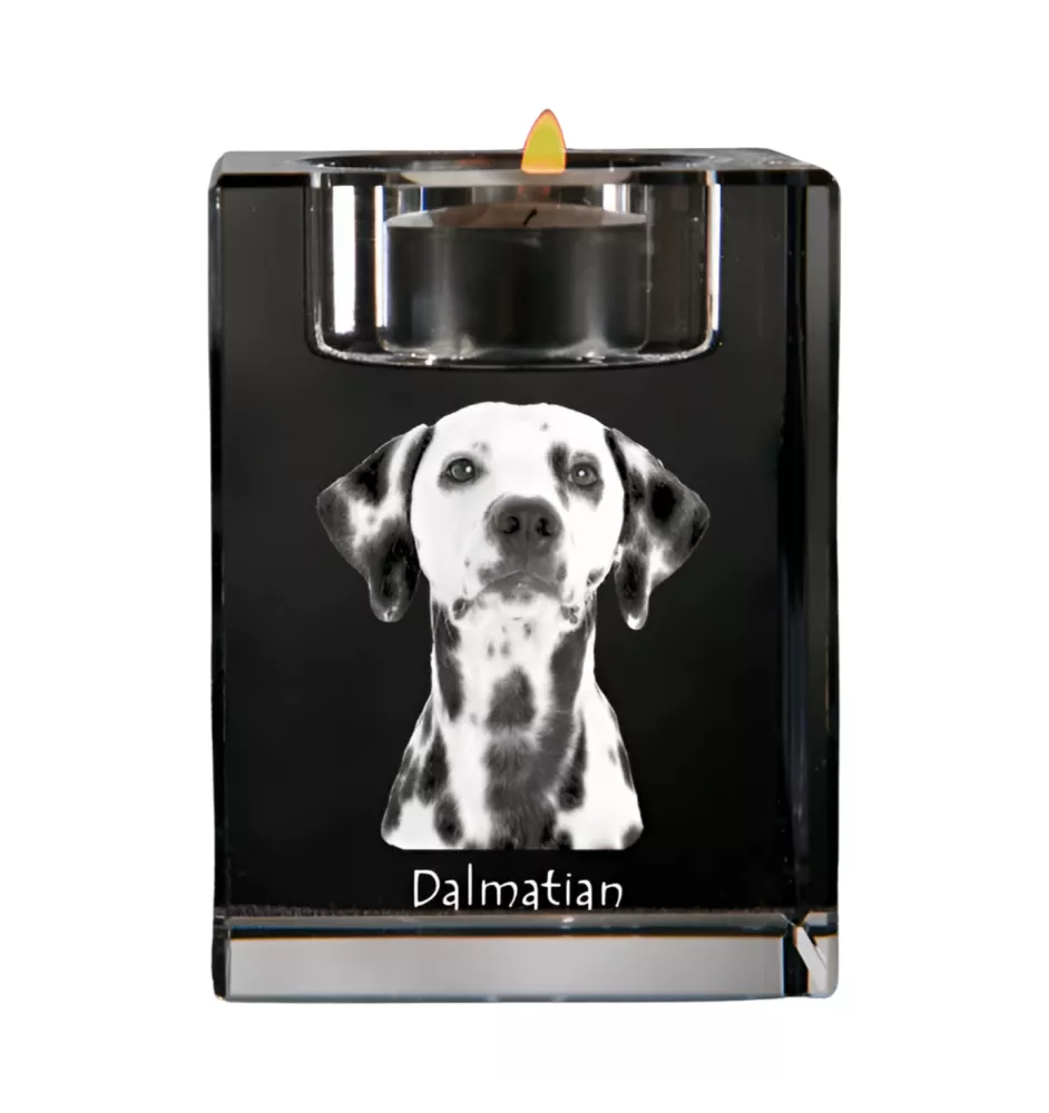 Dalmatiner, Dalmatinac - Kerzenhalter mit Hundefoto, Teelichthalter aus Kristall, personalisiertes Geschenk der Marke Art-Dog