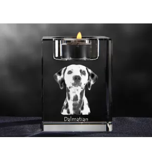 Dalmatien - Bougeoir avec photo de chien, porte bougie en cristal, cadeau personnalisé par la marque Art-Dog