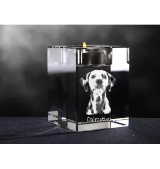 Dalmatien - Bougeoir avec photo de chien, porte bougie en cristal, cadeau personnalisé par la marque Art-Dog