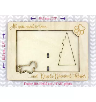 Dandie Dinmont Terrier, Hindlee Terrier - Photo frame, engraved wooden frame, a lovely gadget for the dog lover by Art-Dog