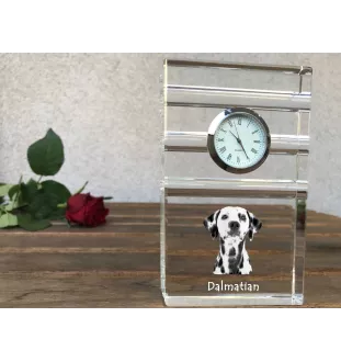 Dalmatien - une horloge en verre avec une photo, une photo de chien dans un cristal, une horloge de bureau personnalisée de la marque Art-Dog