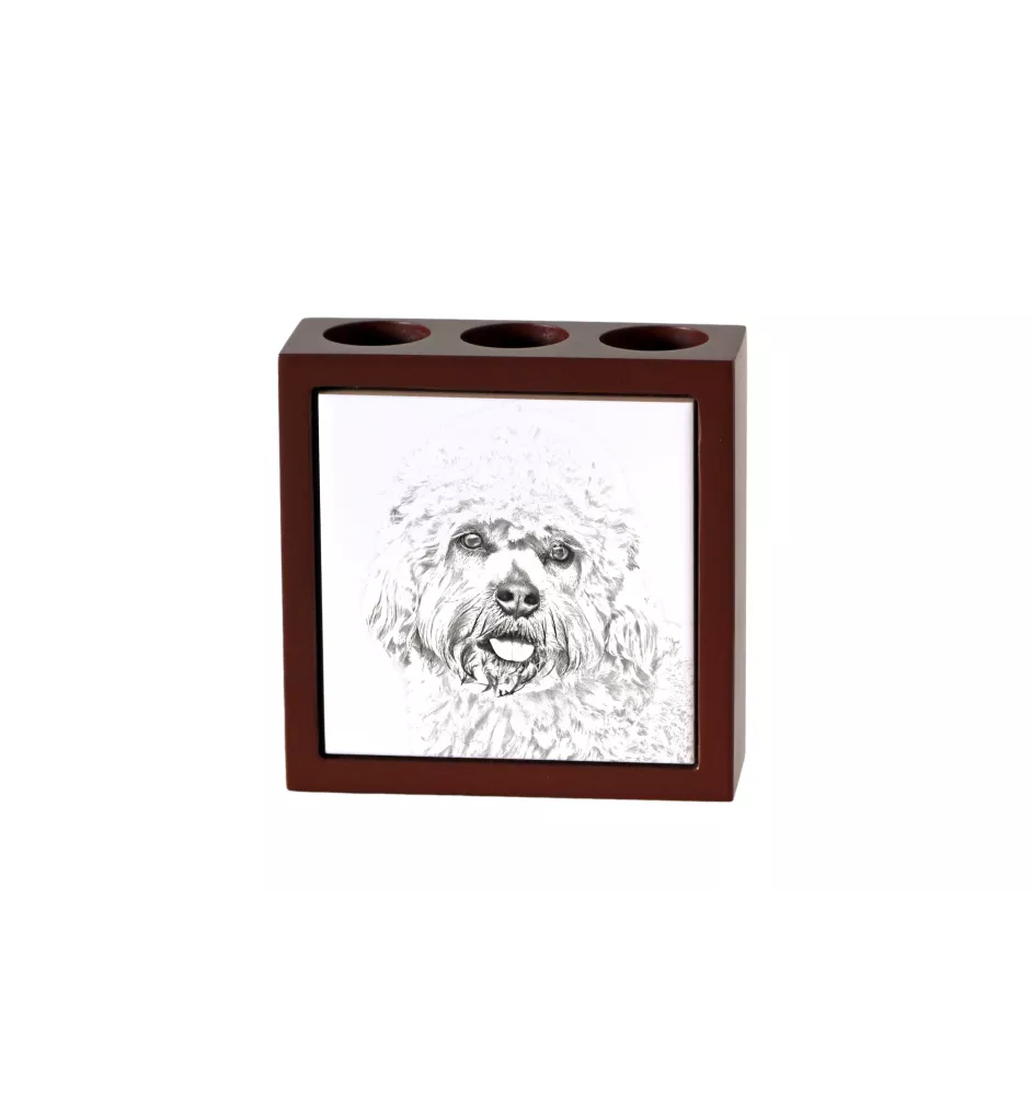 Dandie Dinmont Terrier, Hindlee Terrier - pen holder with a dog, desk organizer with a print, personalized desk decoration from the Art-Dog brand.