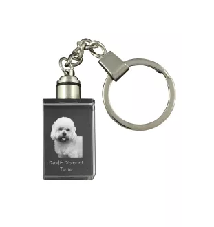 Dandie Dinmont Terrier, Hindlee Terrier - Crystal key ring with dog photo, illuminated key ring, unique gift by Art-Dog brand