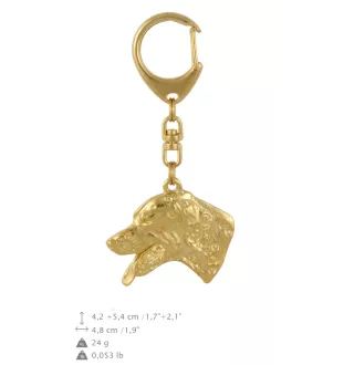 Dalmatien - porte-clés et collier avec chien dans une boîte, produit plaqué or de haute qualité, marque Art-Dog