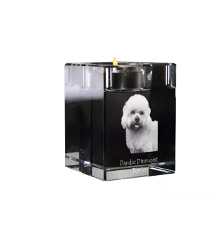 Dandie Dinmont Terrier świecznik kryształowy z psem Art-Dog