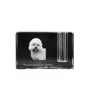 Dandie Dinmont Terrier, Hindlee Terrier - Pen stand, crystal organiser with dog photo, unique desk decoration by Art-Dog brand