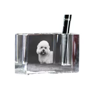 Dandie Dinmont Terrier - Porte-stylos, organiseur en cristal avec photo de chien, décoration de bureau unique par la marque Art-Dog