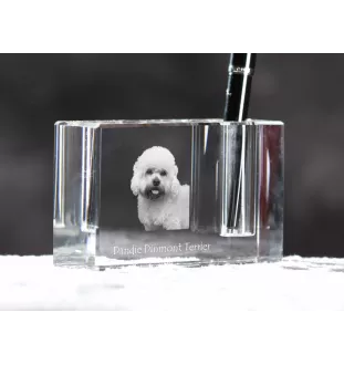Dandie Dinmont Terrier, Hindlee Terrier - Pen stand, crystal organiser with dog photo, unique desk decoration by Art-Dog brand