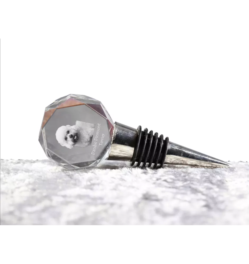 Dandie Dinmont Terrier - Flaschenverschluss, Weinverschluss aus Kristall mit Foto, personalisiertes Geschenk für Barkeeper der Marke Art-Dog