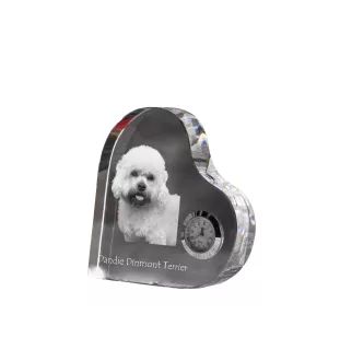 Dandie Dinmont Terrier - horloge en cristal avec une photo de chien, horloge de table en forme de cœur, horloge debout personnalisée de la marque Art-Dog
