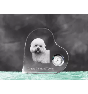 Dandie Dinmont Terrier zegar w kształcie serca z psem Art-Dog