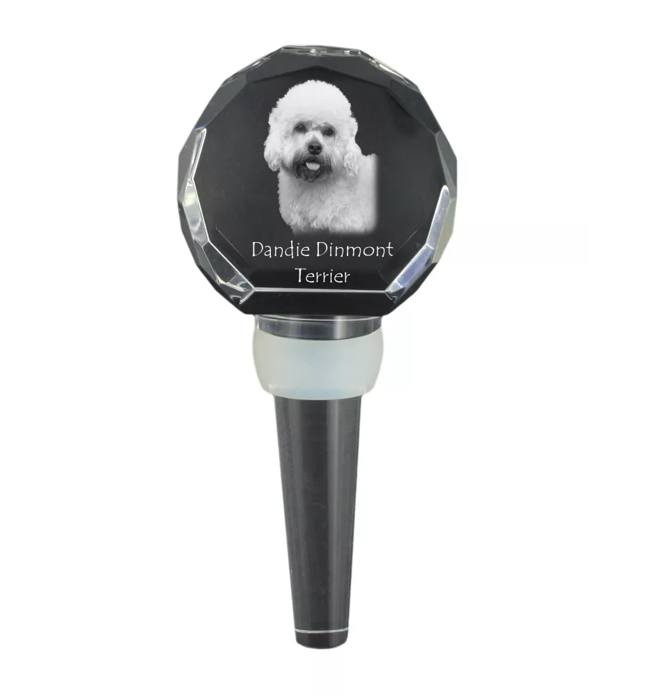 Dandie Dinmont Terrier - Bouchon de bouteille en cristal, bouchon de vin unique avec photo, cadeau personnalisé pour sommelier par la marque Art-Dog