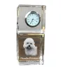 Dandie Dinmont Terrier - montre en cristal avec photo, photo de chien dans un cristal, horloge de bureau personnalisée de la marque Art-Dog