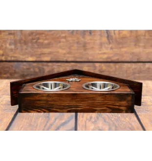 Dalmatian, Carriage Dog, Spotted Coach Dog - wooden stand with bowls for a dog, decorative dog bowls, a gift for adopting a dog from the Art-Dog brand