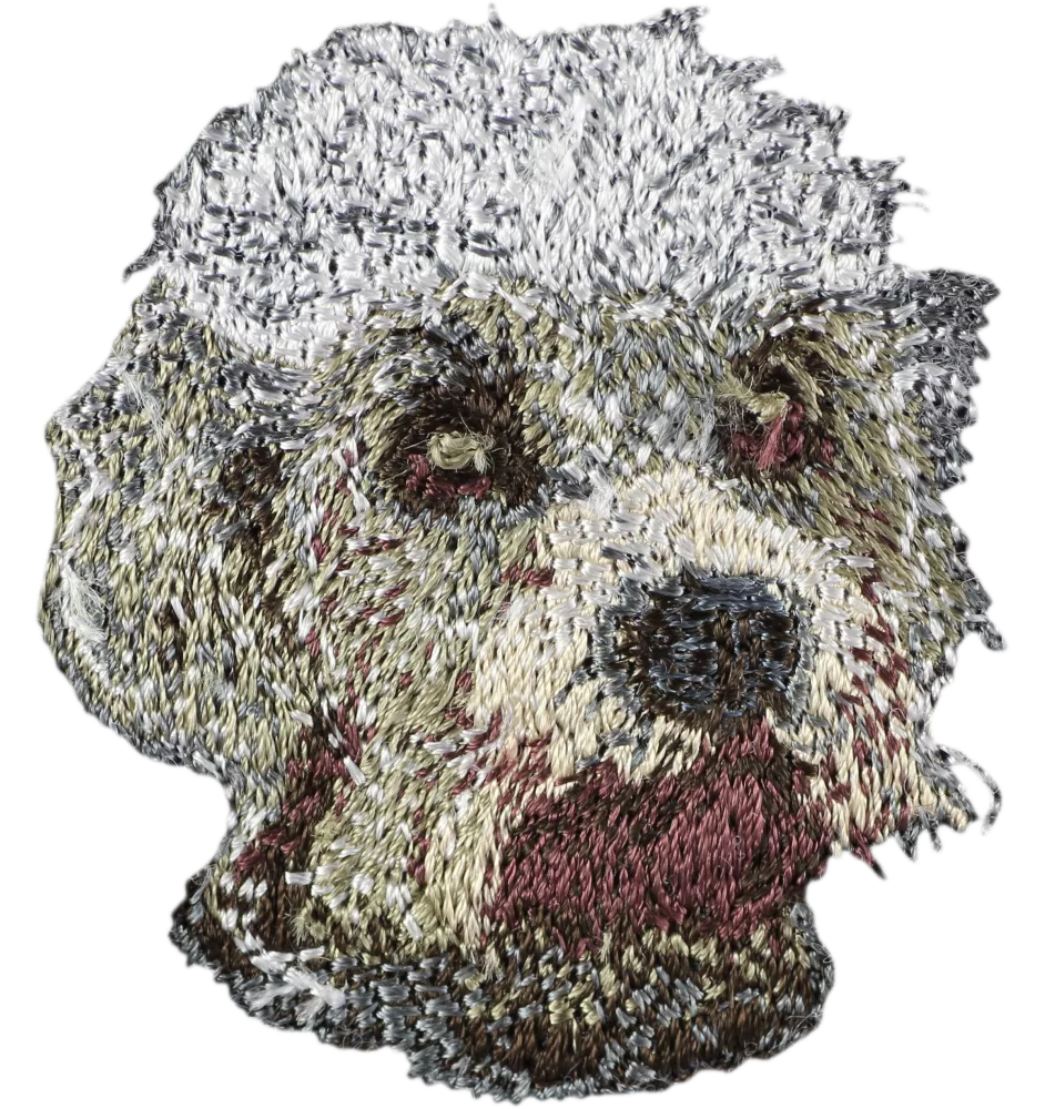 Dandie Dinmont Terrier - Hund geformtes Aufnäher, besticktes Patch, einzigartiges Dekor für den Rucksack der Marke Art-Dog