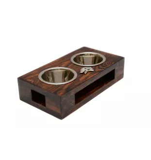 Dalmatian, Carriage Dog, Spotted Coach Dog - wooden stand with bowls for a dog, steel dog bowls, a gift for adopting a dog from the Art-Dog brand