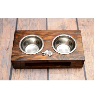 Dalmatiner, Dalmatinac - Holzständer mit Näpfen für Hunde, Edelstahlnäpfe, Geschenk zur Adoption eines Hundes von der Marke Art-Dog