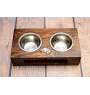 Dalmatian, Carriage Dog, Spotted Coach Dog - wooden stand with bowls for a dog, steel dog bowls, a gift for adopting a dog from the Art-Dog brand